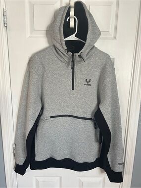 Messi Men's Grey Half-Zip Hoodie Sweatshirt